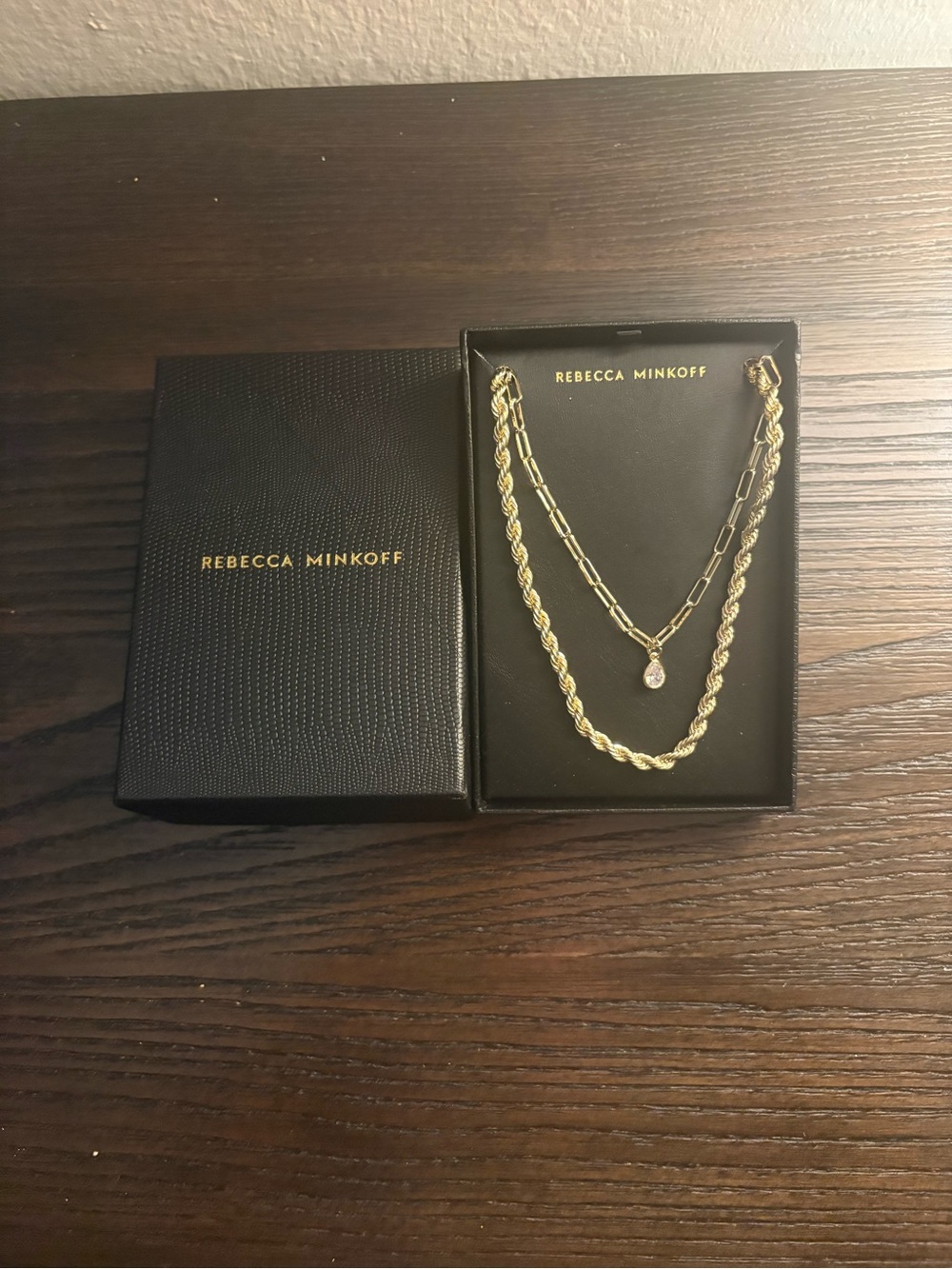 NEW Rebecca Minkoff gold necklace set